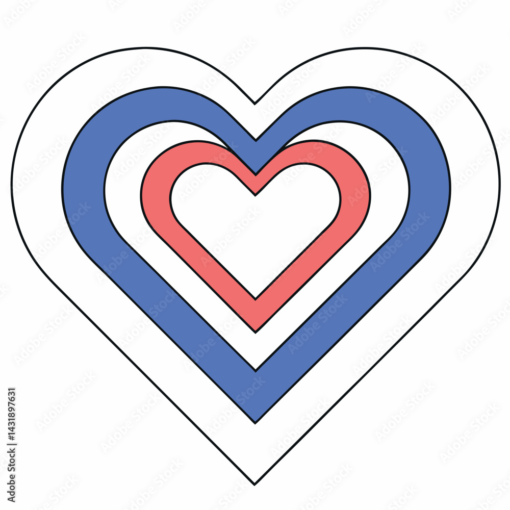 Poster a layered heart representing love's depth and enduring power, showcasing a minimalist design with co