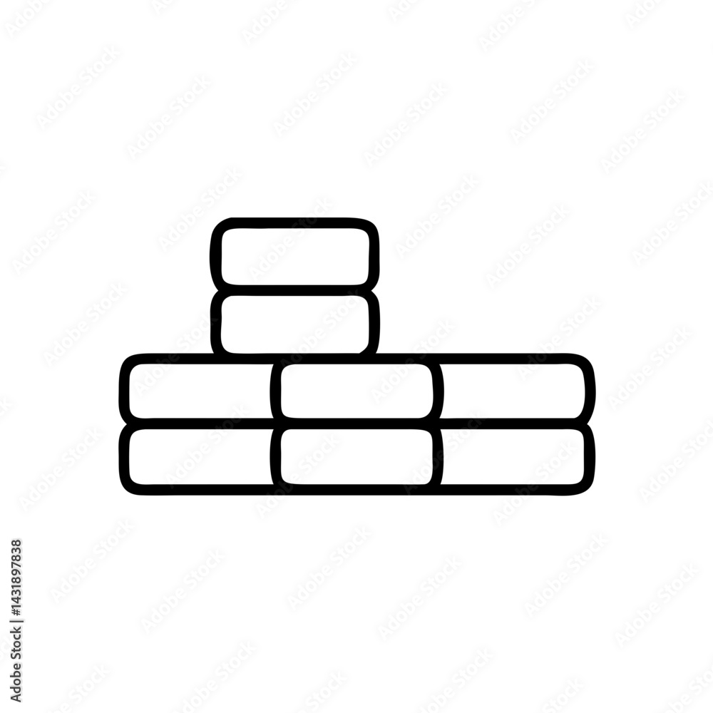 Poster a simple stack of blocks representing stability and construction, depicted with bold black lines on 