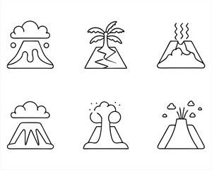 Volcano icon set