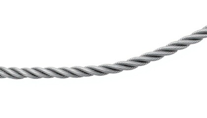Gray rope curving on white background