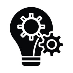 Head Outline with Gears and Cogs Icon for Innovation