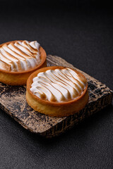 Lemon tart, meringue pie or fruit cream tart