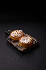 Lemon tart, meringue pie or fruit cream tart