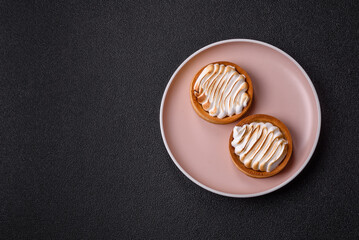 Lemon tart, meringue pie or fruit cream tart