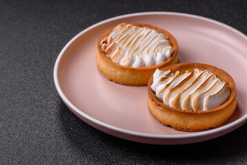 Lemon tart, meringue pie or fruit cream tart