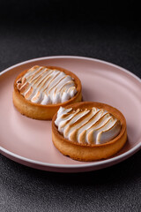 Lemon tart, meringue pie or fruit cream tart