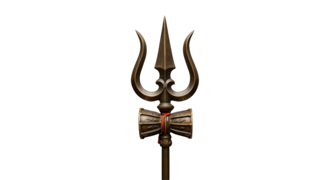 The trident of Lord Shiva isolated on transparent background, , Trishula, Trishul the symbol of Lord Shiva, PNG 