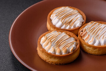 Lemon tart, meringue pie or fruit cream tart