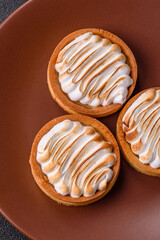 Lemon tart, meringue pie or fruit cream tart
