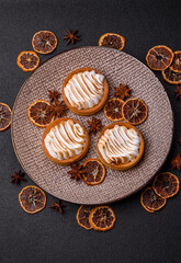 Lemon tart, meringue pie or fruit cream tart