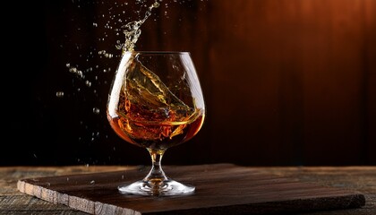 cognac glass with splash