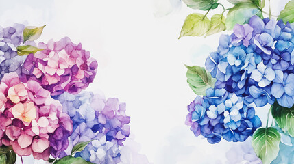 Elegant wedding invitation card background . Minimal hand painted watercolor Hydrangea flowers texture template background. Design for wedding, vip cover, poster, rsvp moderncard.Valentine's Day