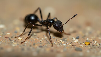 Close-Up of a Black Ant in Nature