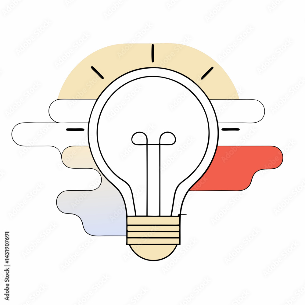 Poster a bright idea illuminating a path to innovation, depicted with a minimalist lightbulb design and col