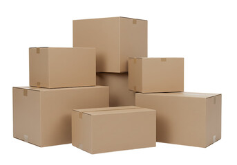 Obraz premium Stack of Cardboard Boxes for Moving and Shipping PNG