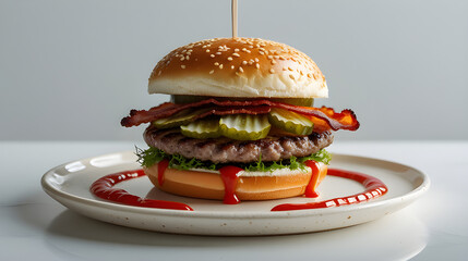 hamburger on a plate