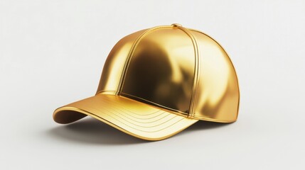Fototapeta premium Gold Cap Mockup Closeup on White Background. Generative AI