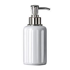 Obraz premium A purple lotion bottle with a silver pump dispenser, isolated on a clean white background