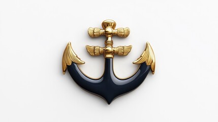 Navy badge mockup isolated on white background. Generative AI © Stocker