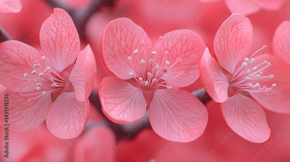 Poster delicate pink blossoms in springtime bloom create a serene atmosphere with ample space for additiona