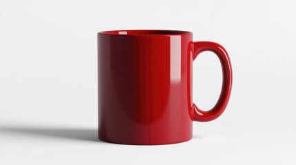 Crimson Mug Mockup on White Background. Generative AI