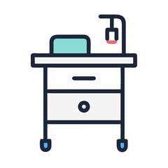 Medical Cart Icon with Wheels and IV Stand