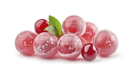 Frozen Red Grapes with Mint Leaves. Generative AI