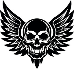 Skull With Wings And Bones