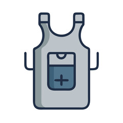 Stylized Grey Apron with Pocket Icon Illustration