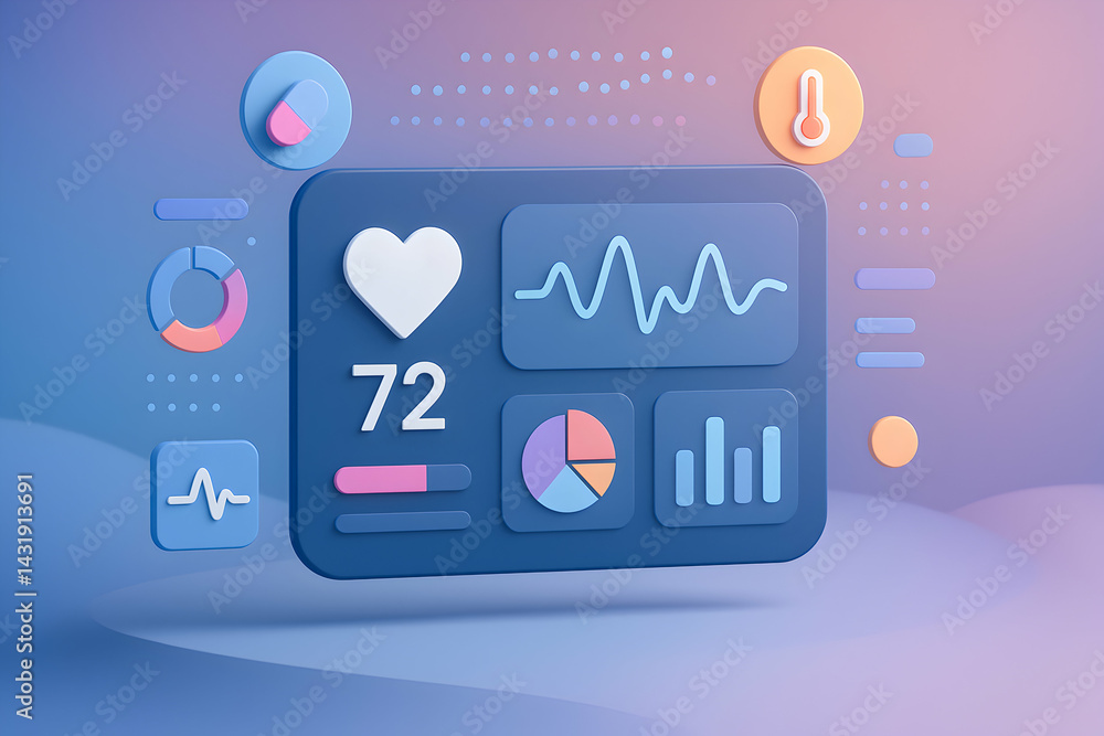 Poster health monitoring digital dashboard interface.