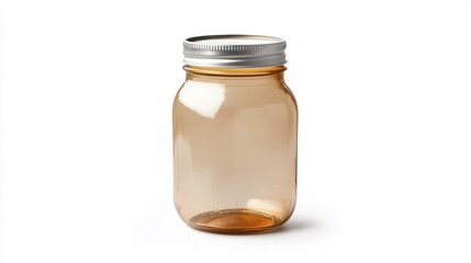 Mason Jar with Lid on White Background. Generative AI