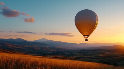 Fototapeta premium Sunrise balloon ride over an African savanna