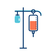IV Drip Cartoon Illustration for Medical Healthcare Concepts