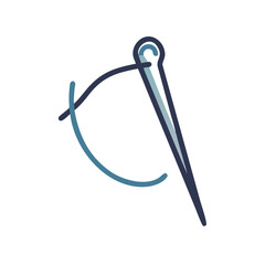 Elegant Needle and Thread Icon on Black Background