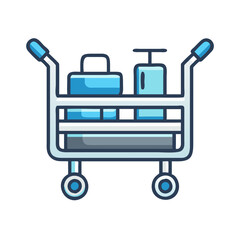 Stylized Airport Luggage Cart Illustration with Baggage on Black