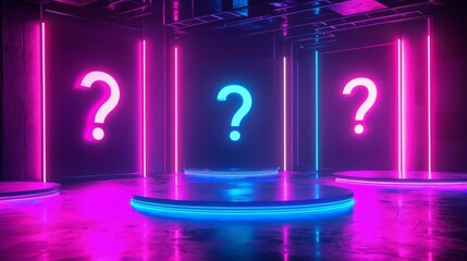 94. Game show with blinking lights and holographic questions