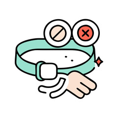Wristband with x and slash design, digital illustration