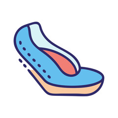 Stylized Blue High Heel Shoe Illustration on Black Background