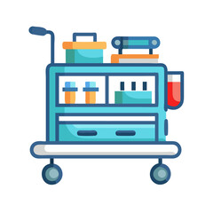 Medical Cart with Supplies Illustration on Black Background