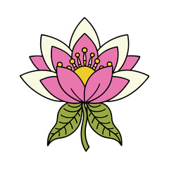 Pink Indian Flower Botanical Bloom Vintage Retro Tropical Garden