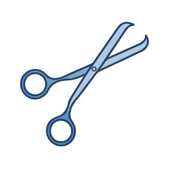 Blue illustrated scissors icon against a black backdrop