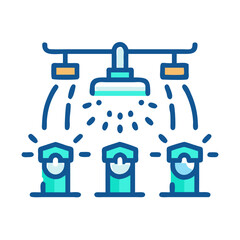 Hydroponics system illustration with growth lights for plant cultivation