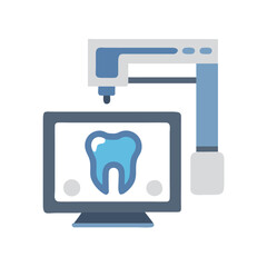 Dental X-Ray Machine Displaying Healthy Tooth on Monitor