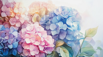 Elegant wedding invitation card background . Minimal hand painted watercolor Hydrangea flowers texture template background. Design for wedding, vip cover, poster, rsvp moderncard.Valentine's Day