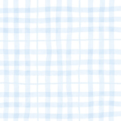Light Blue Plaid Tartan Gingham Check Hand Drawn Background Pattern Overlay