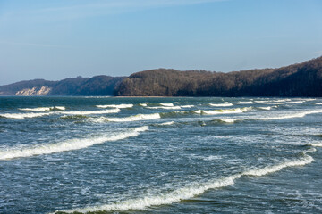 Sea waves background. Blue Ocean. Blue Sky.