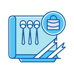 Icon of Clapperboard with Spoons, Shopping Bag Symbol