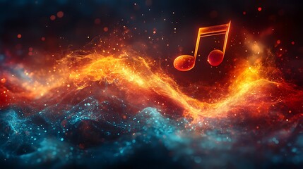 Rainbow music theme abstract swirling notes high resolution image