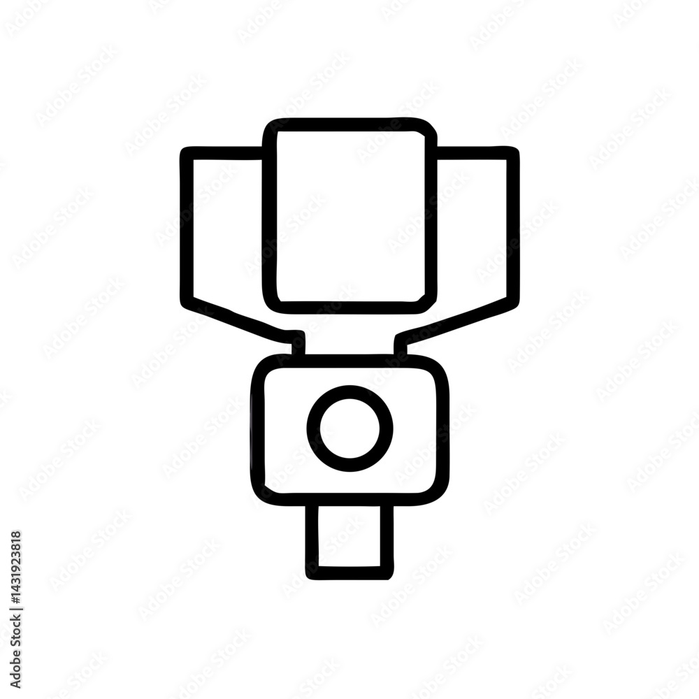 Poster a bold, modern camera design, featuring a sleek, angular body and a central lens, conveying a sense 
