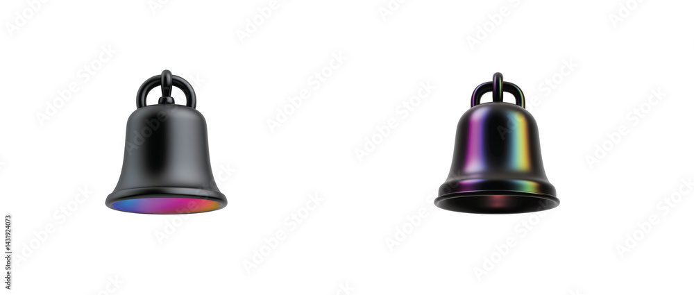Poster bell with colorful iridescent effect 3d shape